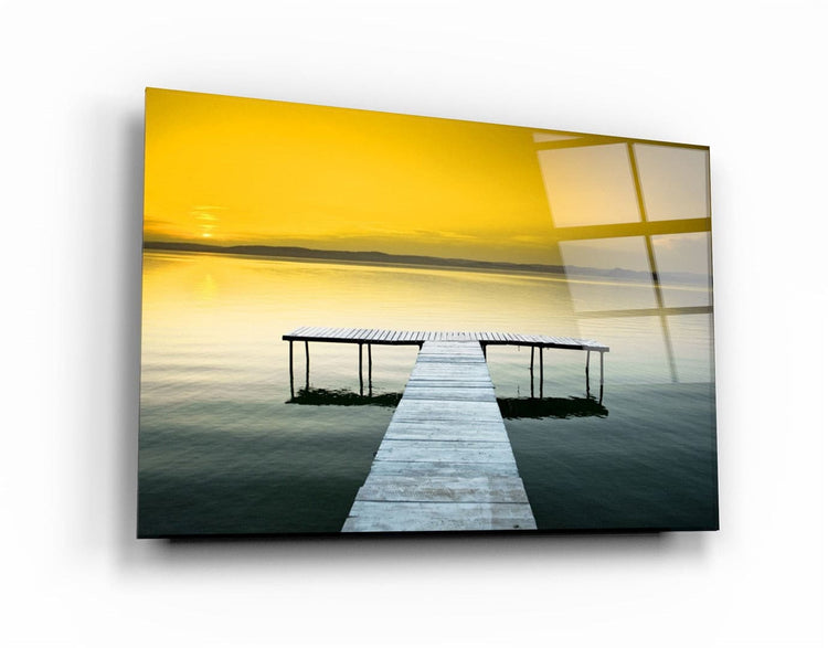 ・"Sunset on the Pier"・Glass Wall Art | Artdesigna Glass Printing Wall Arts.