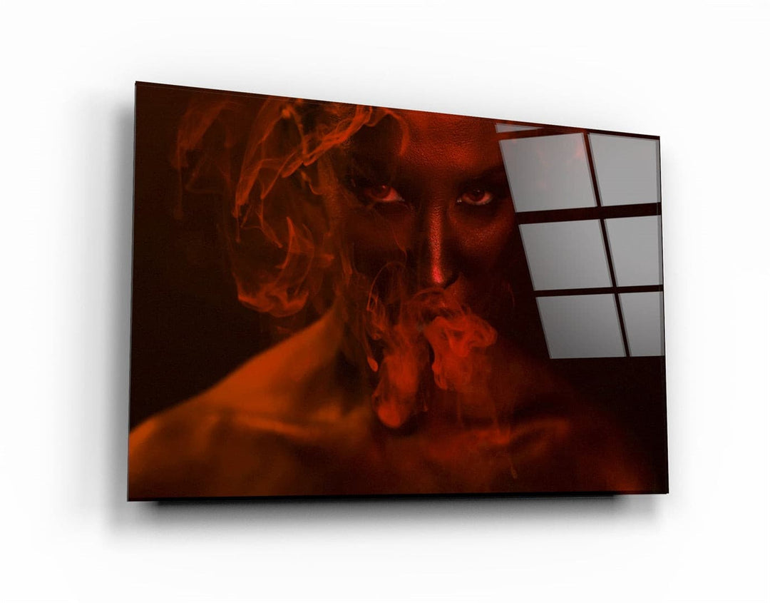 ・"Smoke and Woman V2"・Glass Wall Art | Artdesigna Glass Printing Wall Arts.