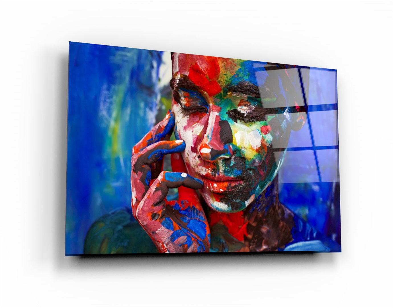 ・"Abstract Colors Woman Portrait"・Glass Wall Art | Artdesigna Glass Printing Wall Arts.