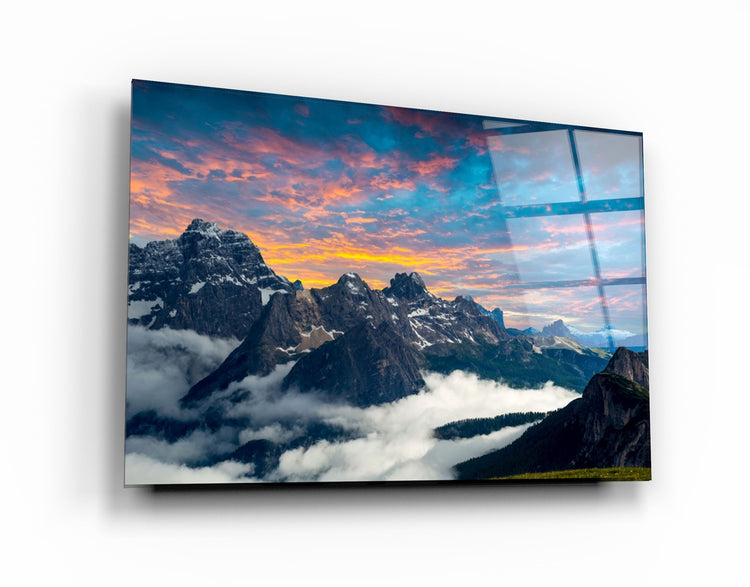 ・"Mountains and Clouds"・Glass Wall Art | Artdesigna Glass Printing Wall Arts.