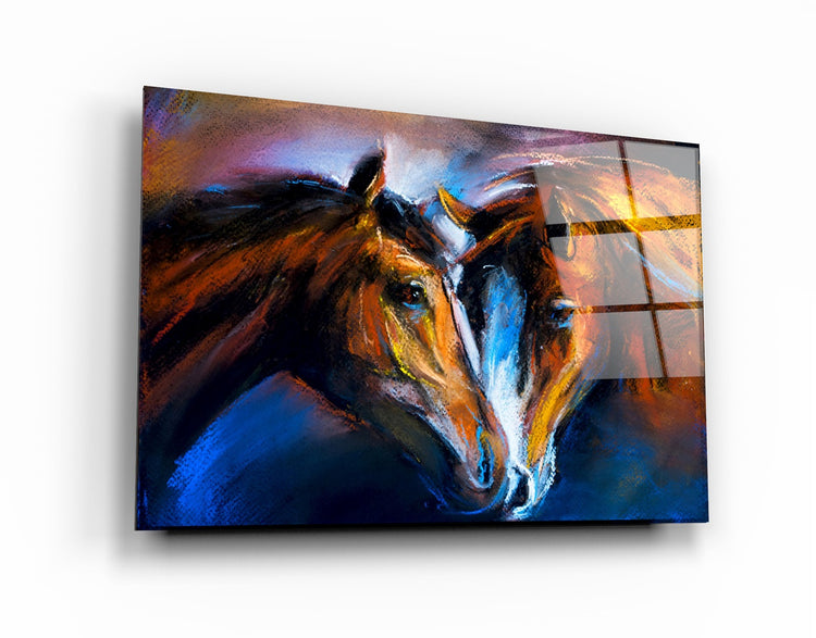 ・"Horse Love"・Glass Wall Art | Artdesigna Glass Printing Wall Arts.