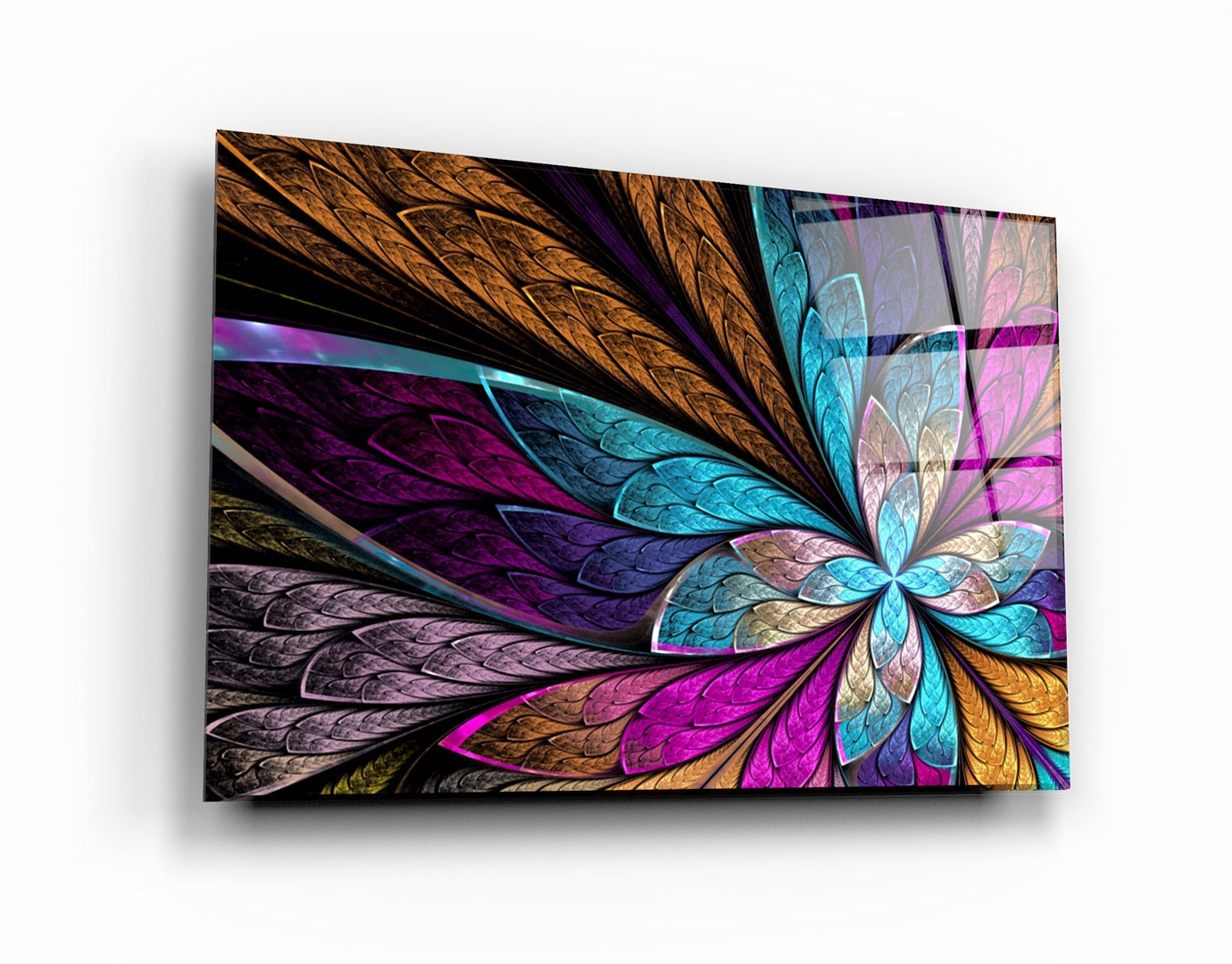 ・"Neon Colored Leaves"・Glass Wall Art | Artdesigna Glass Printing Wall Arts.