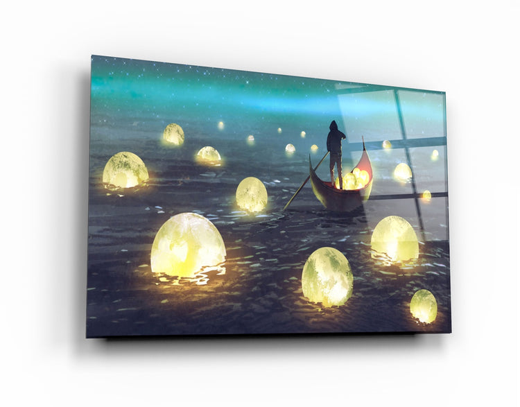 ・"Lights on the Sea"・Glass Wall Art | Artdesigna Glass Printing Wall Arts.