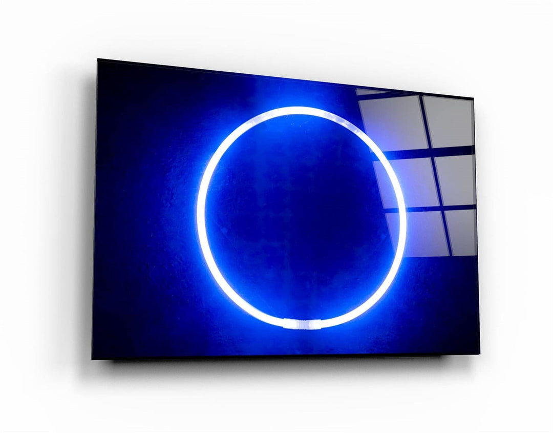 ・"Blue Circle Light"・Glass Wall Art | Artdesigna Glass Printing Wall Arts.