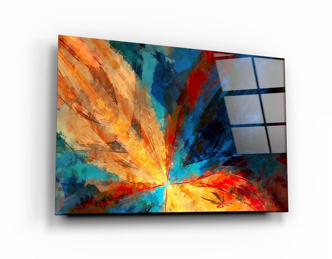 ・"Abstract Colorful Leaves"・Glass Wall Art | Artdesigna Glass Printing Wall Arts.