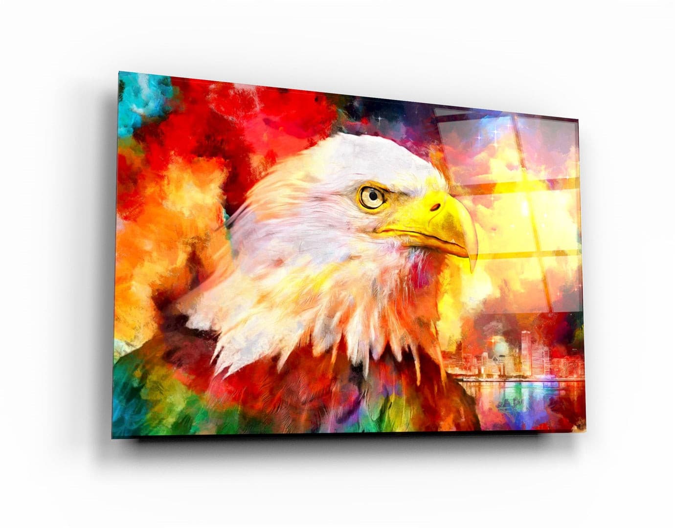 ・"Abstract Colorful Eagle"・Glass Wall Art | Artdesigna Glass Printing Wall Arts.