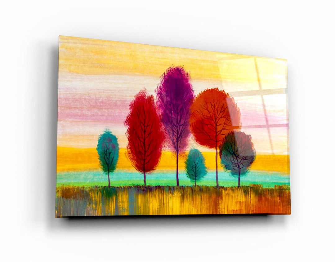 ・"Abstract Colorful Trees"・Glass Wall Art | Artdesigna Glass Printing Wall Arts.