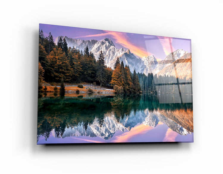 ・"Lake and Mountain Landscape 2"・Glass Wall Art | Artdesigna Glass Printing Wall Arts.