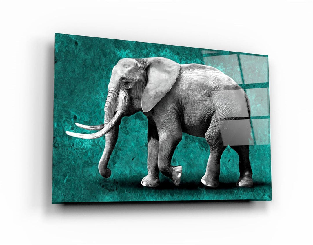 ・"Elephant Green"・Glass Wall Art | Artdesigna Glass Printing Wall Arts.