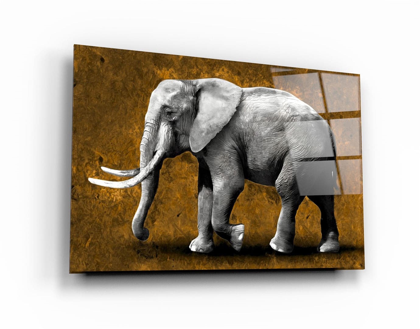 ・"Elephant Brown"・Glass Wall Art | Artdesigna Glass Printing Wall Arts.