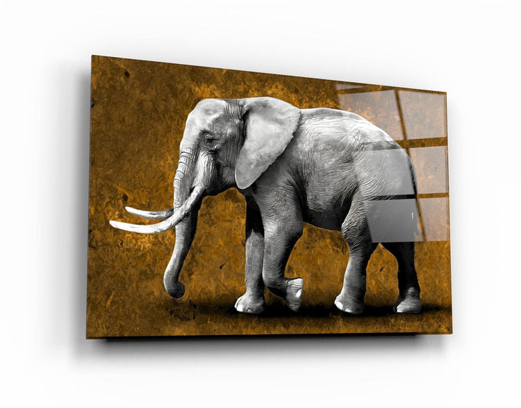 ・"Elephant Brown"・Glass Wall Art | Artdesigna Glass Printing Wall Arts.