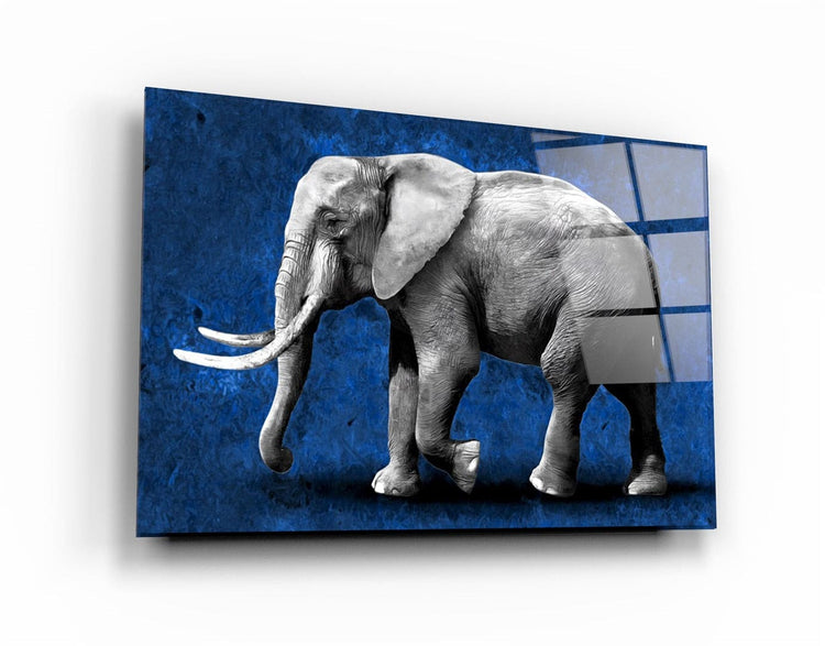 ・"Elephant Blue"・Glass Wall Art | Artdesigna Glass Printing Wall Arts.