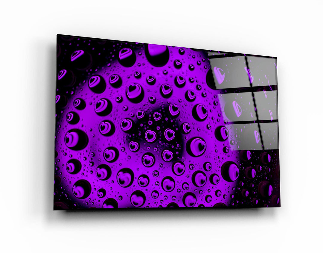 ・"Water Drops - Purple Heart"・Glass Wall Art | Artdesigna Glass Printing Wall Arts.