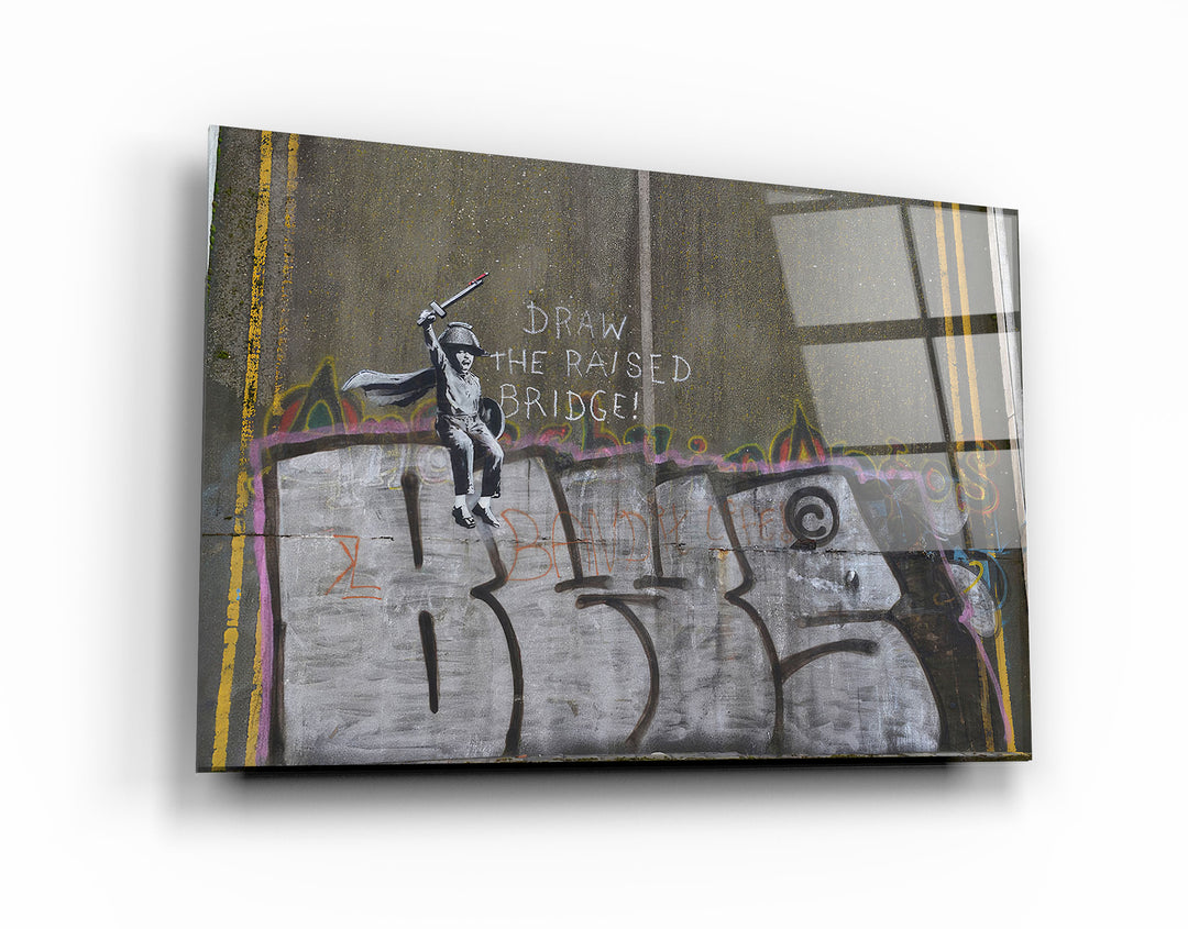 ・"Banksy - Draw the Raised Bridge"・Designer's Collection Glass Wall Art