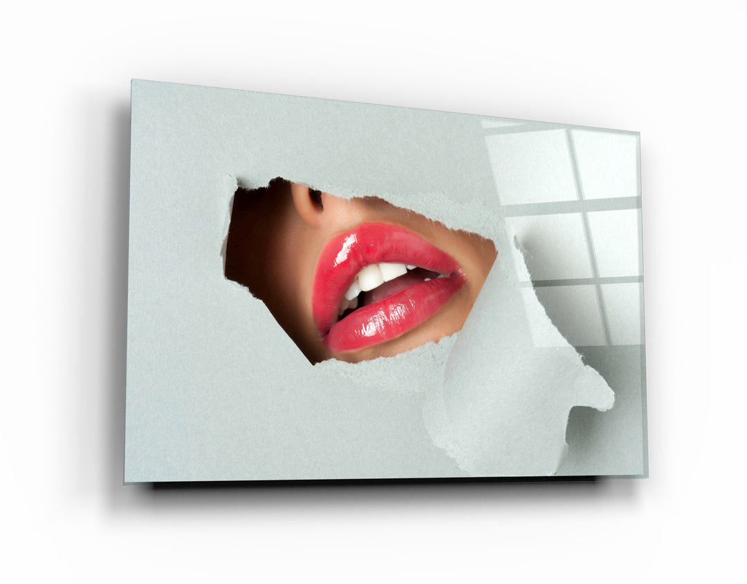 ・"Red Lips"・Designer's Collection Glass Wall Art