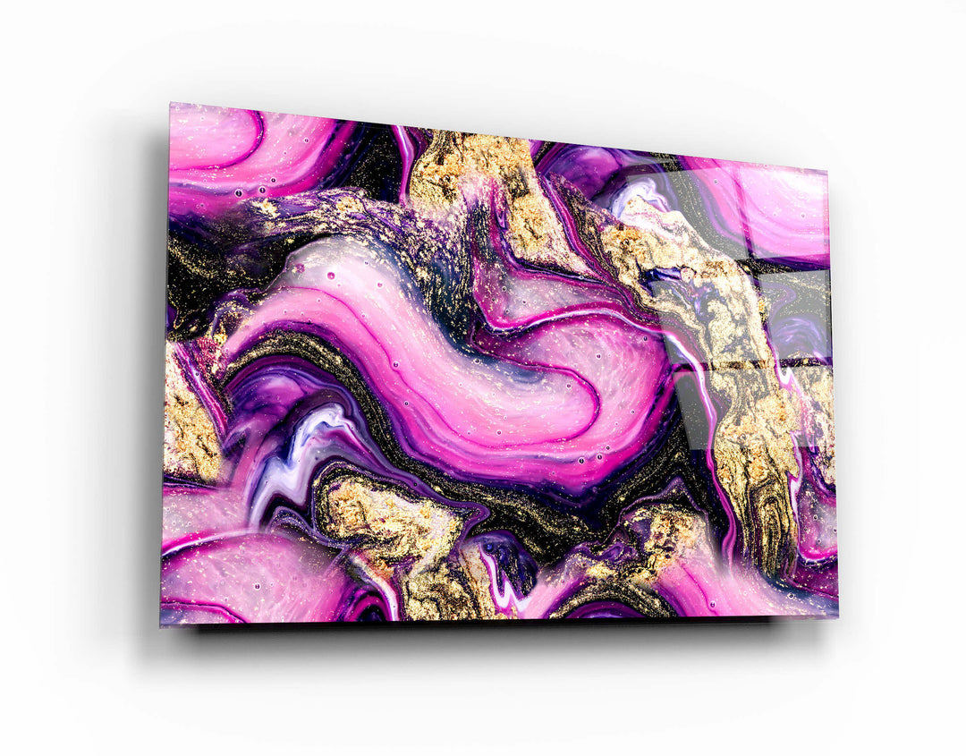 ・"Marble Collection H14 - PinkPurple"・Glass Wall Art