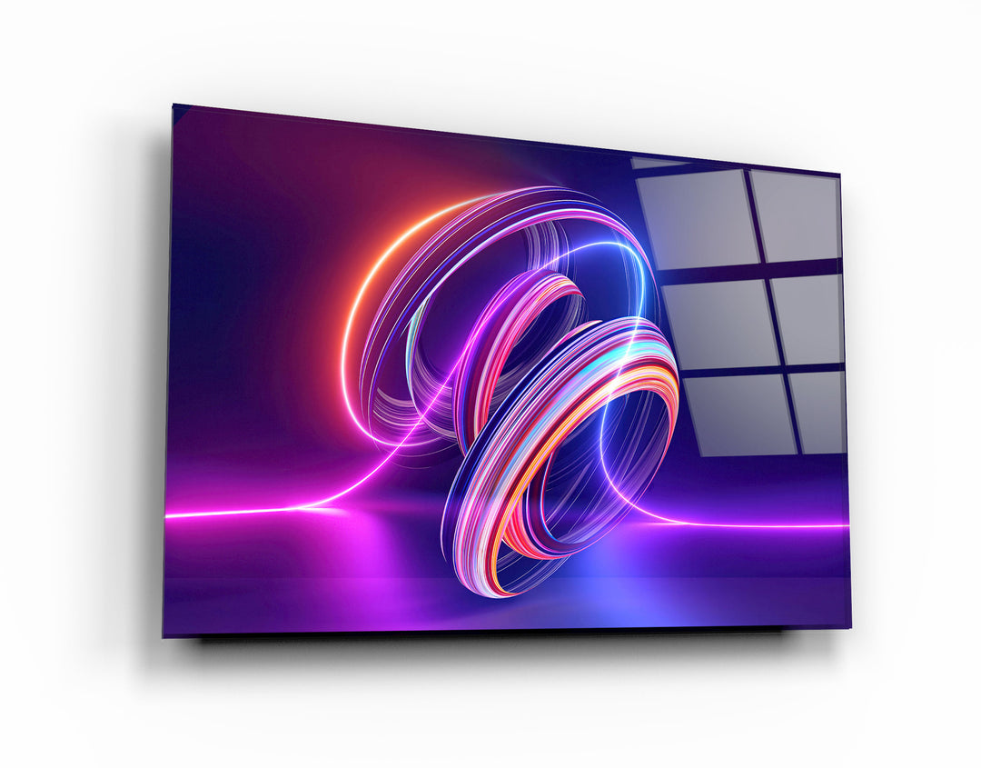 ・"Neon Lines"・Glass Wall Art