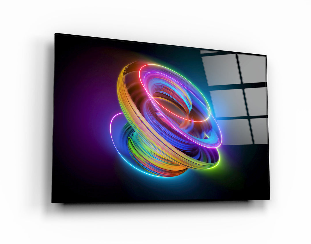 ・"Neon Lines 2"・Glass Wall Art