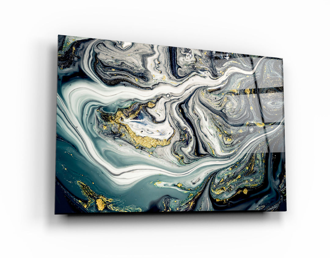 ・"Marble with Golden Dust"・Glass Wall Art