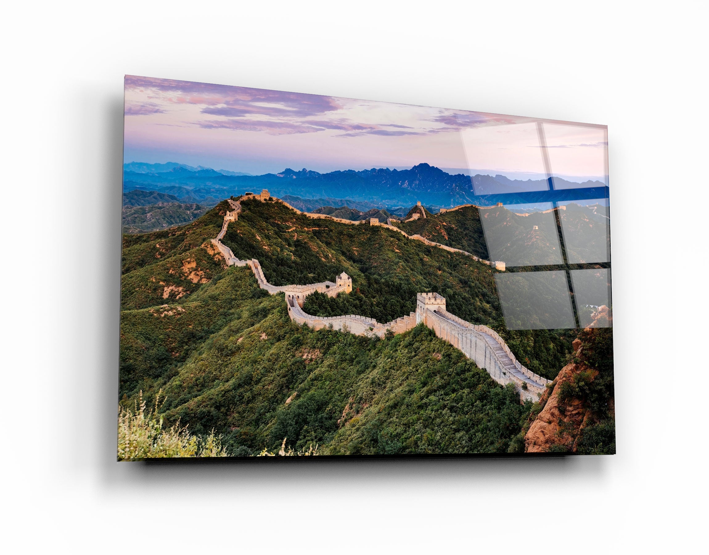 Glass, Glass Art, Tempered Glass, outlet Great Wall of China, Nature Landscape Tempered Glass, Fog Landscape Glass Decor,