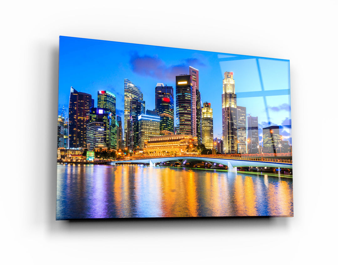 ・"Singapore city skyline"・Glass Wall Art