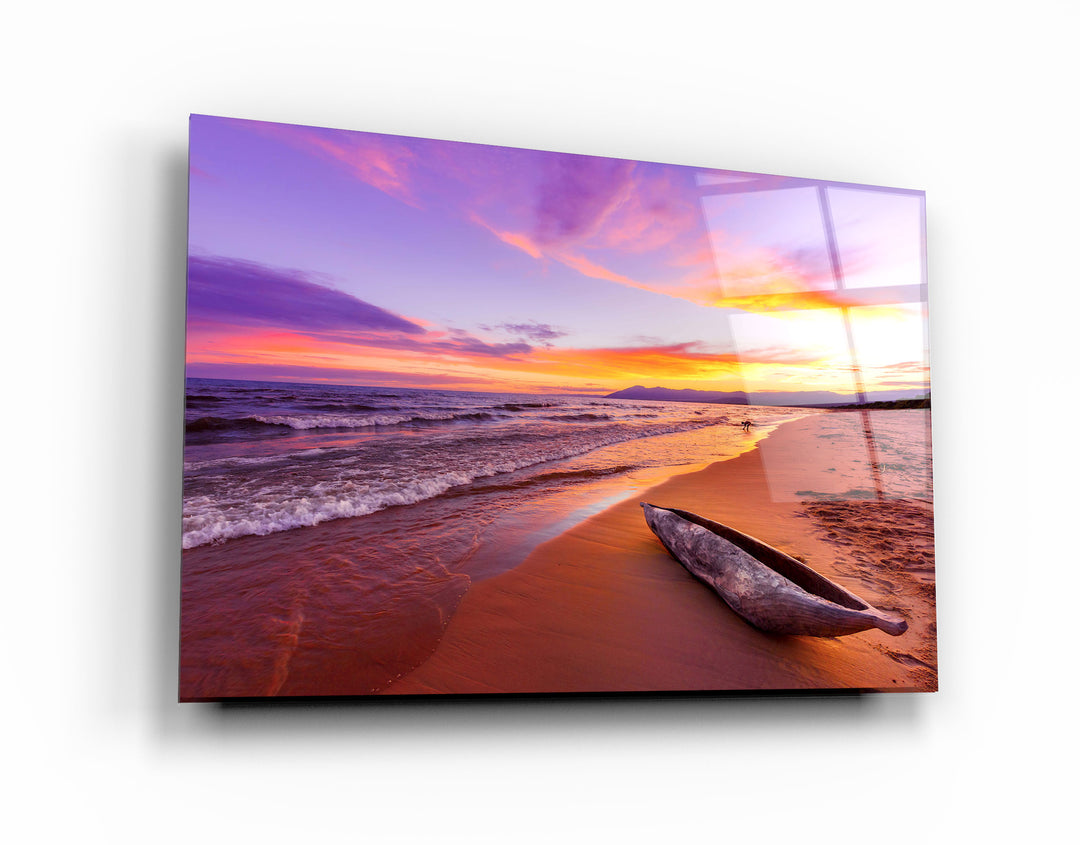 ・"Lake Malawi sunset in Kande beach Africa"・Glass Wall Art