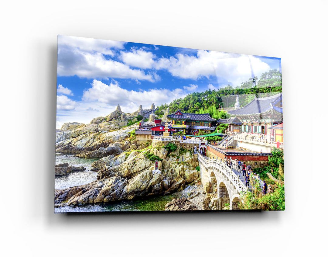 ・"Haedong Yonggungsa Temple and Haeundae Sea in Busan, Buddhist temple in Busan, South Korea"・Glass Wall Art