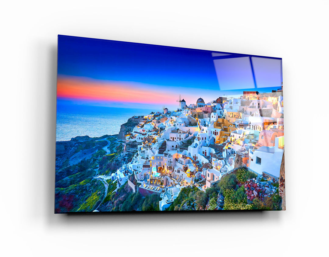 ・"Church of Santorini. Fira town on Santorini island, Greece"・Glass Wall Art