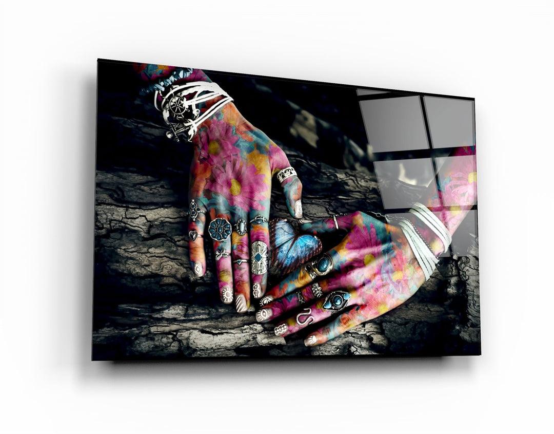 ・"Spiritual Hands"・Glass Wall Art | Artdesigna Glass Printing Wall Arts.