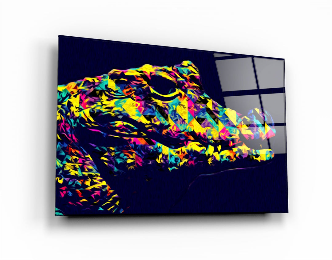 ・"Colormix Crocodile"・Glass Wall Art | Artdesigna Glass Printing Wall Arts.