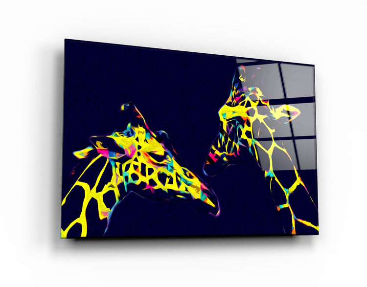 ・"Colormix Giraffes"・Glass Wall Art | Artdesigna Glass Printing Wall Arts.