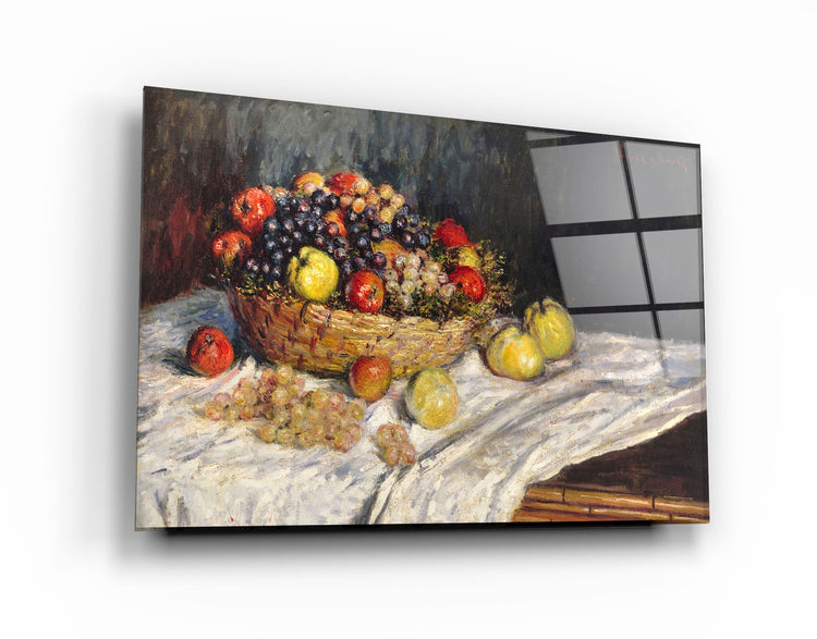 ・"Apples and Grapes (1879–1880) by Claude Monet"・Glass Wall Art | Artdesigna Glass Printing Wall Arts.