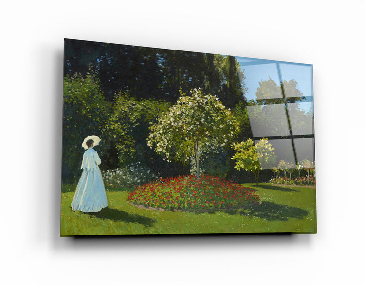 ・"Claude Monet's Lady in the garden (1867)"・Glass Wall Art | Artdesigna Glass Printing Wall Arts.