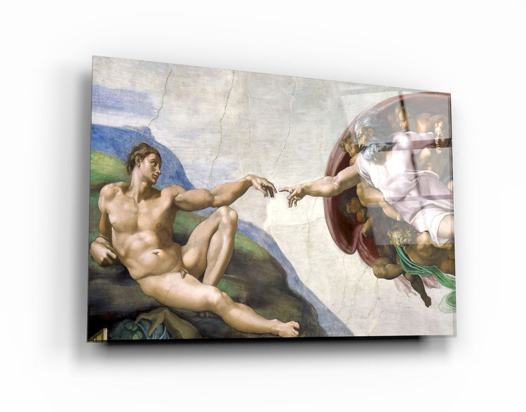 ・"Michelangelo - The Creation of Adam"・Glass Wall Art | Artdesigna Glass Printing Wall Arts.