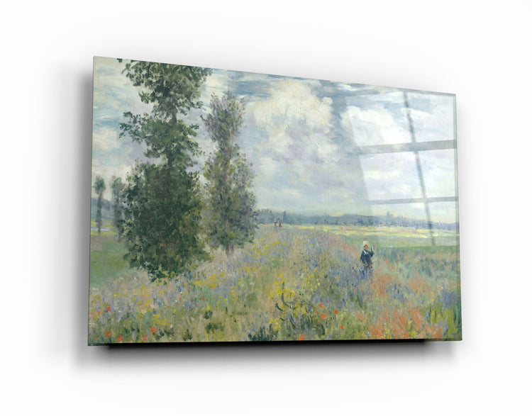 ・"Poppy Fields near Argenteuil (1875) by Claude Monet"・Glass Wall Art | Artdesigna Glass Printing Wall Arts.