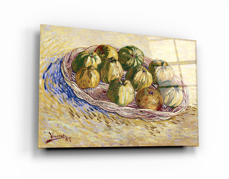 ・"Vincent van Gogh's Still Life, Basket of Apples (1887)"・Glass Wall Art | Artdesigna Glass Printing Wall Arts.