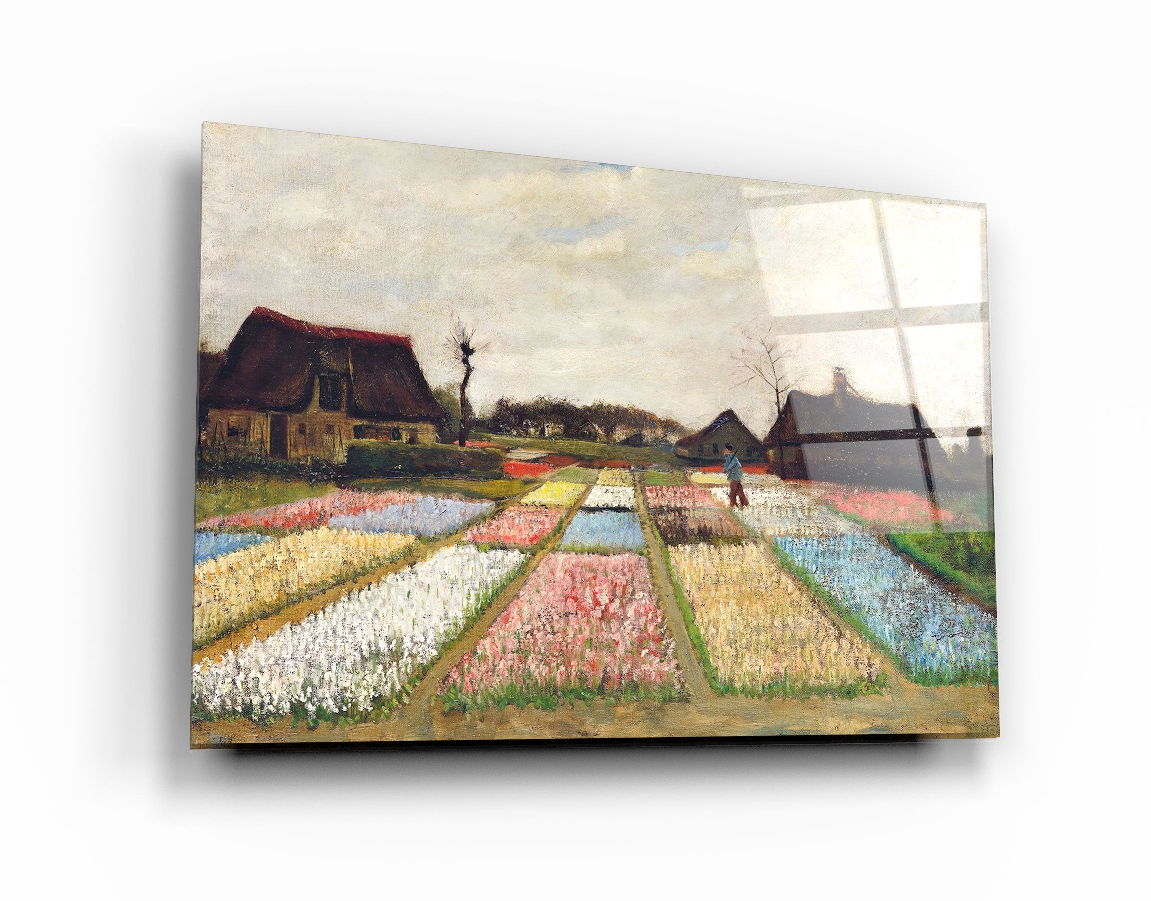 ・"Van Gogh art print, vintage Flower Beds in Holland wall decor (1883)"・Glass Wall Art | Artdesigna Glass Printing Wall Arts.