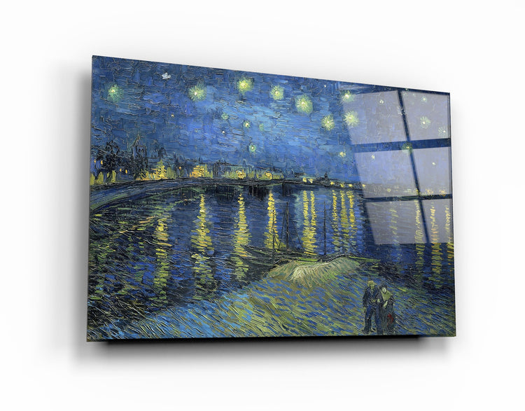 ・"Vincent van Gogh's Stary Night Over the Rhone (1888)"・Glass Wall Art | Artdesigna Glass Printing Wall Arts.