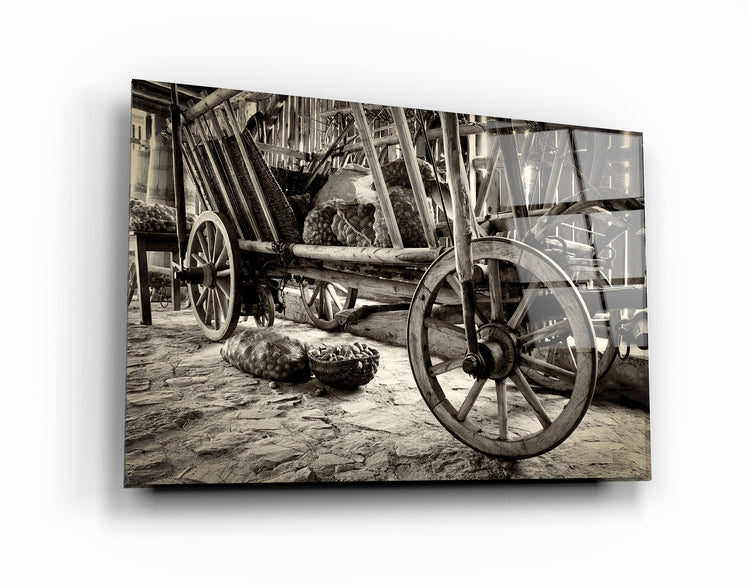 ・"Old Wheel Cart"・Glass Wall Art | Artdesigna Glass Printing Wall Arts.