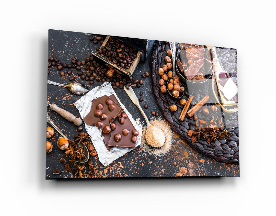 ・"Coffee Beans And Chocolates"・Glass Wall Art | Artdesigna Glass Printing Wall Arts.