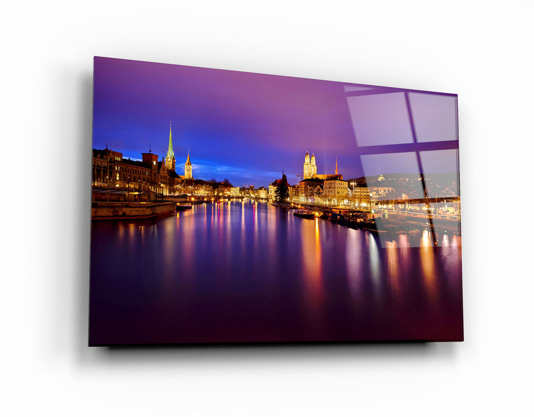 ・"Zurich Night"・Glass Wall Art | Artdesigna Glass Printing Wall Arts.