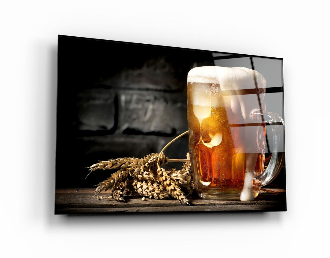 ・"Bubbling Beer"・Glass Wall Art | Artdesigna Glass Printing Wall Arts.