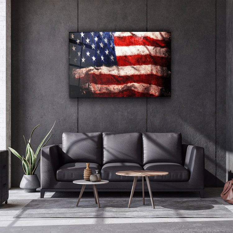 ・"Flag of the U.S."・Glass Wall Art | Artdesigna Glass Printing Wall Arts.