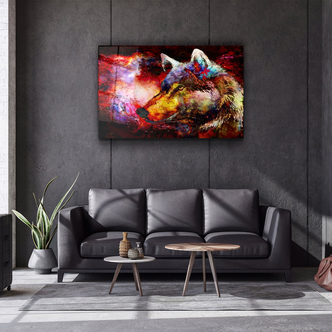 ・"Abstract Colorful Wolf"・Glass Wall Art | Artdesigna Glass Printing Wall Arts.