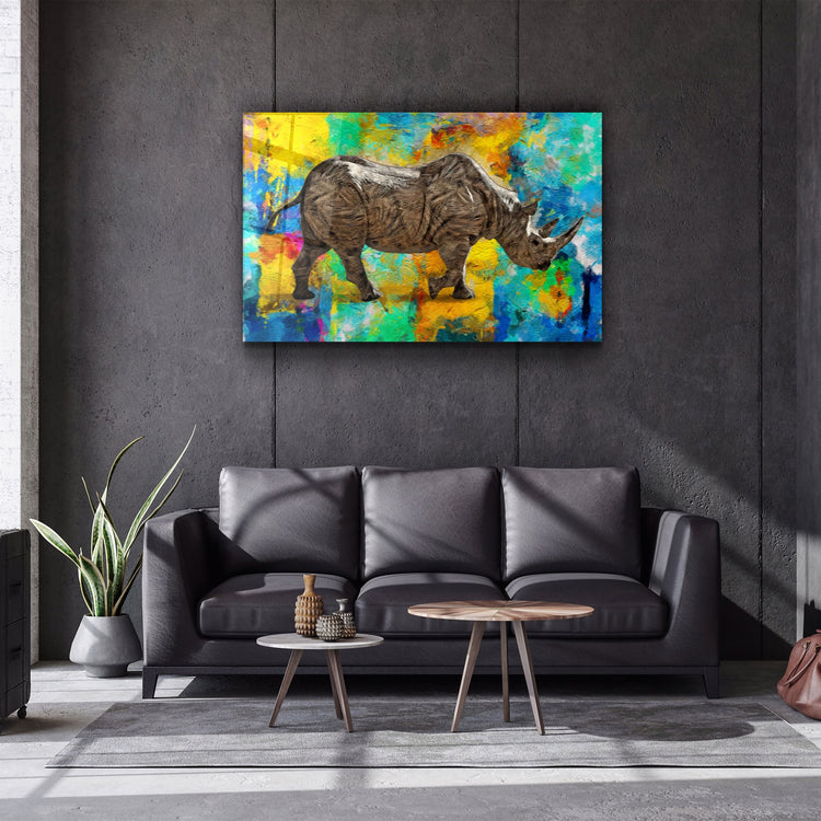 ・"Abstract Rhino V2"・Glass Wall Art | Artdesigna Glass Printing Wall Arts.