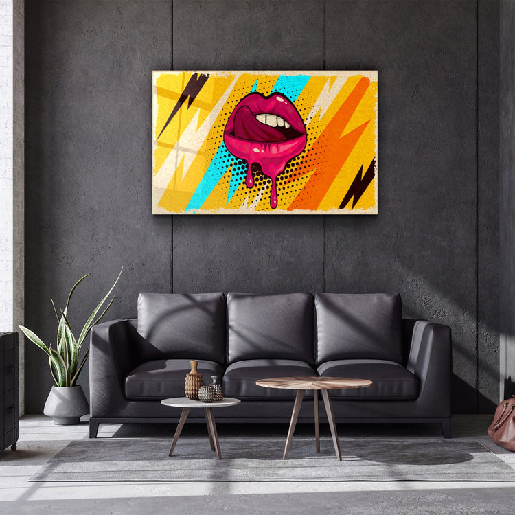 ・"Abstract Pink Lips"・Glass Wall Art | Artdesigna Glass Printing Wall Arts.