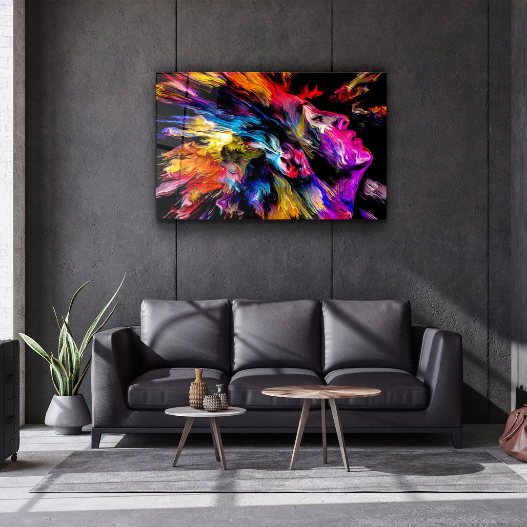 ・"Abstract Colorful Woman Portrait V3"・Glass Wall Art | Artdesigna Glass Printing Wall Arts.