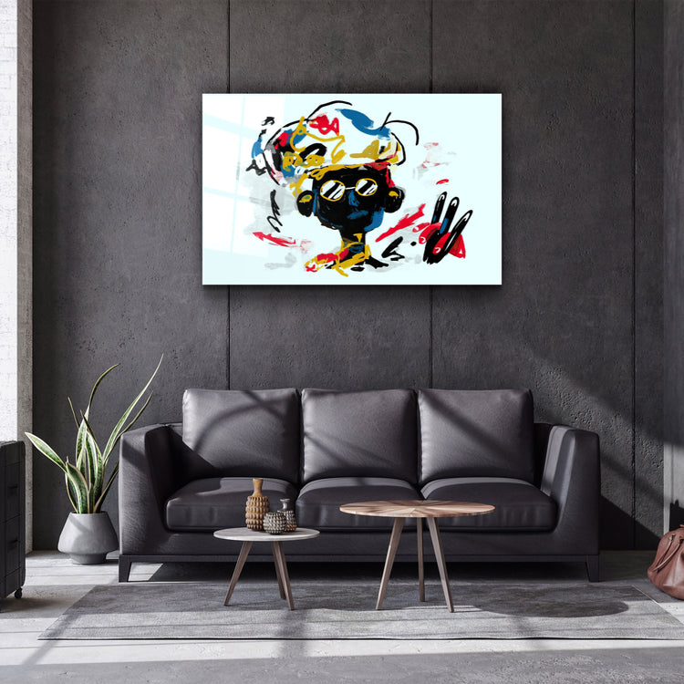 ・"Abstract Colorful Kid"・Glass Wall Art | Artdesigna Glass Printing Wall Arts.