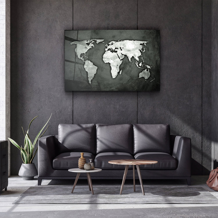 ・"World Map"・Glass Wall Art | Artdesigna Glass Printing Wall Arts.