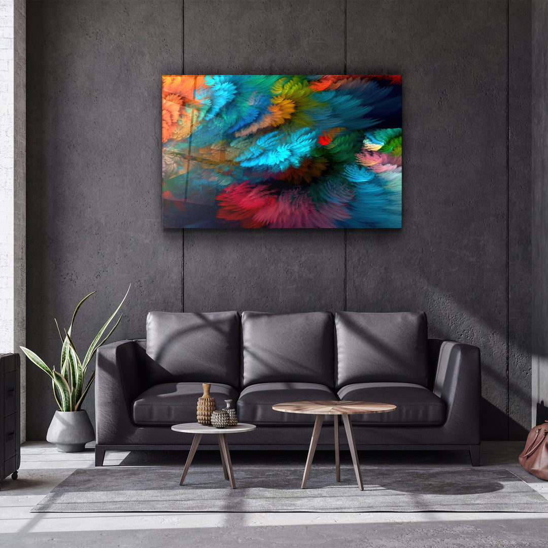 ・"Colorful Plumes"・Glass Wall Art | Artdesigna Glass Printing Wall Arts.